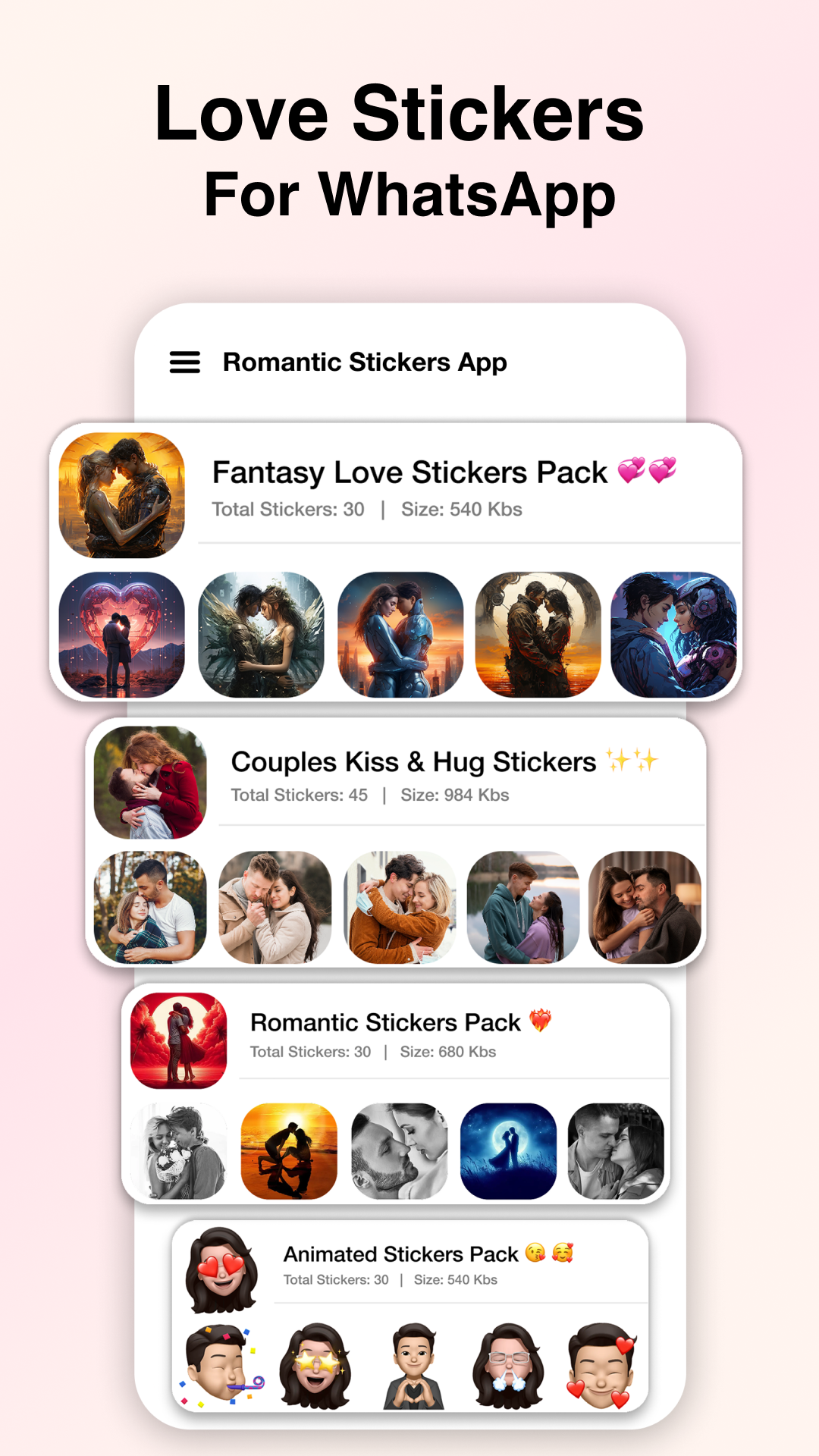 Romantic Stickers WAStickers screenshot 2